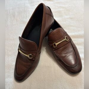 Silver Street London Men's Tottenham Shoes Brown Loafers‎  Gold Buckle Sz9